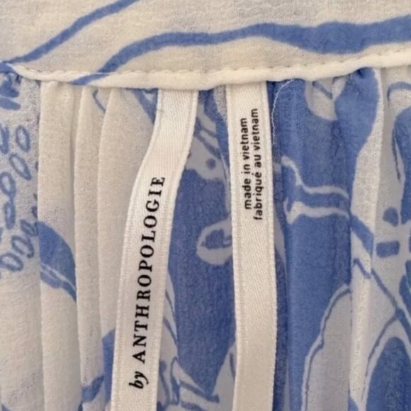 Brand New BY ANTHROPOLOGIE V-NECK RUFFLE-SLEEVE PLEATED DRESS - Picture 5 of 10